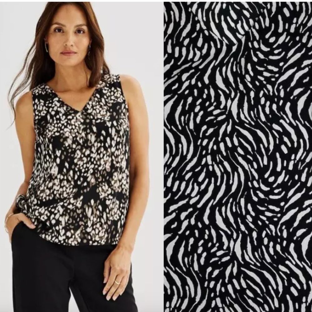 NINE WEST Animal Print V-Neck Layered Tank Sleeveless Blouse XL